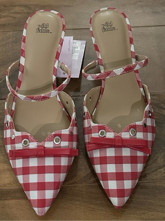 wild fable Shoes - wild fable Red and White Gingham Pointed-Toe Slip-On Flats